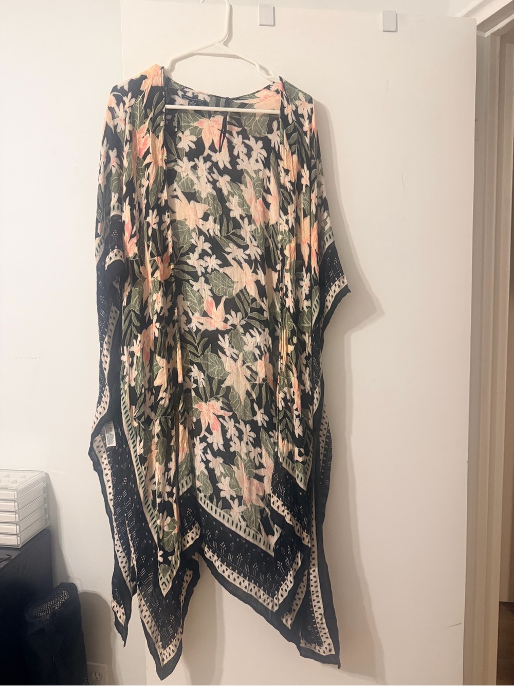 Floral Open-Front Kimono Cardigan / beach cover up